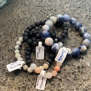Sodalite and Lava Stone Bracelet Set- Lot of 4- NWT